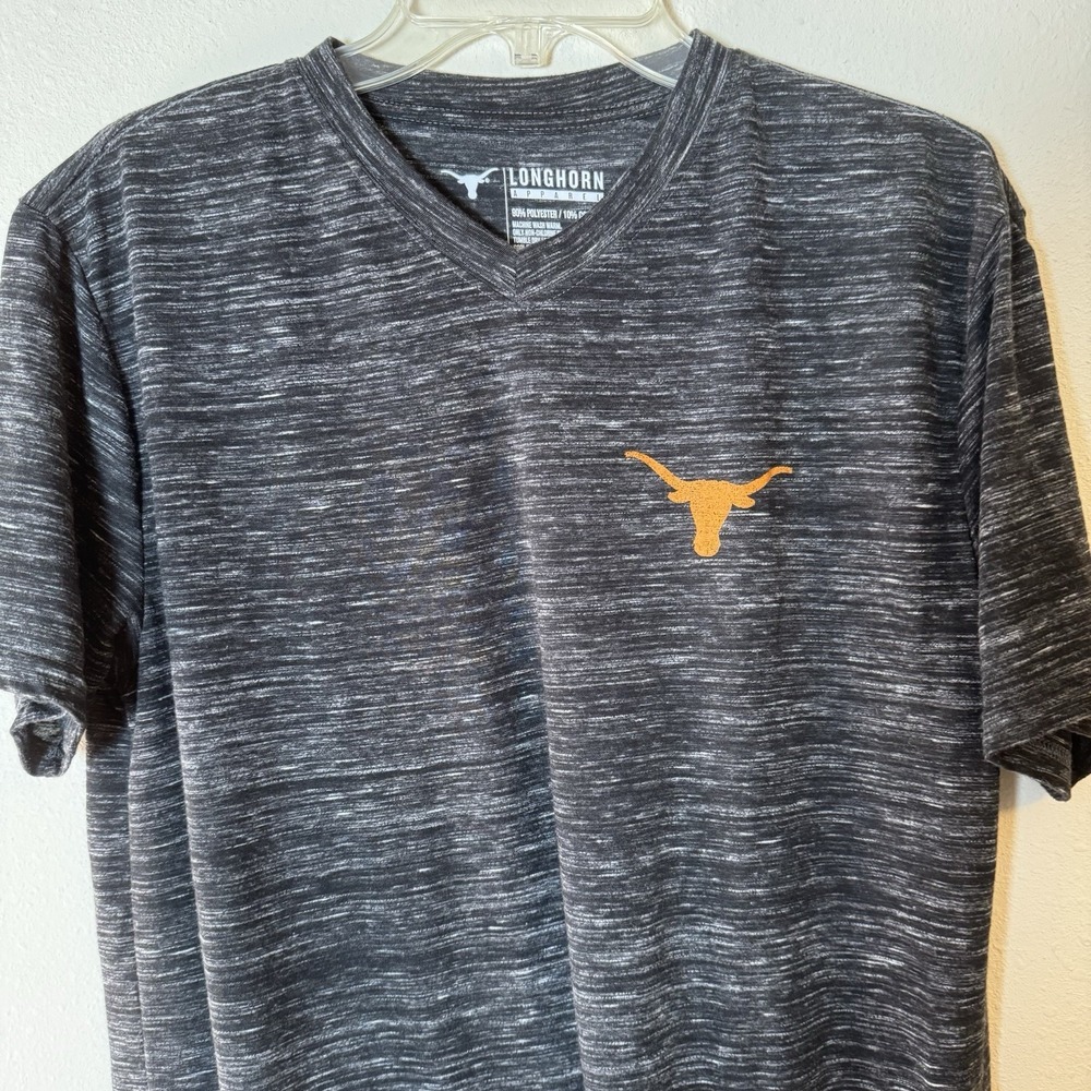 Texas Longhorns T-Shirt Mens Large Black Heather V-Neck Short Sleeve
